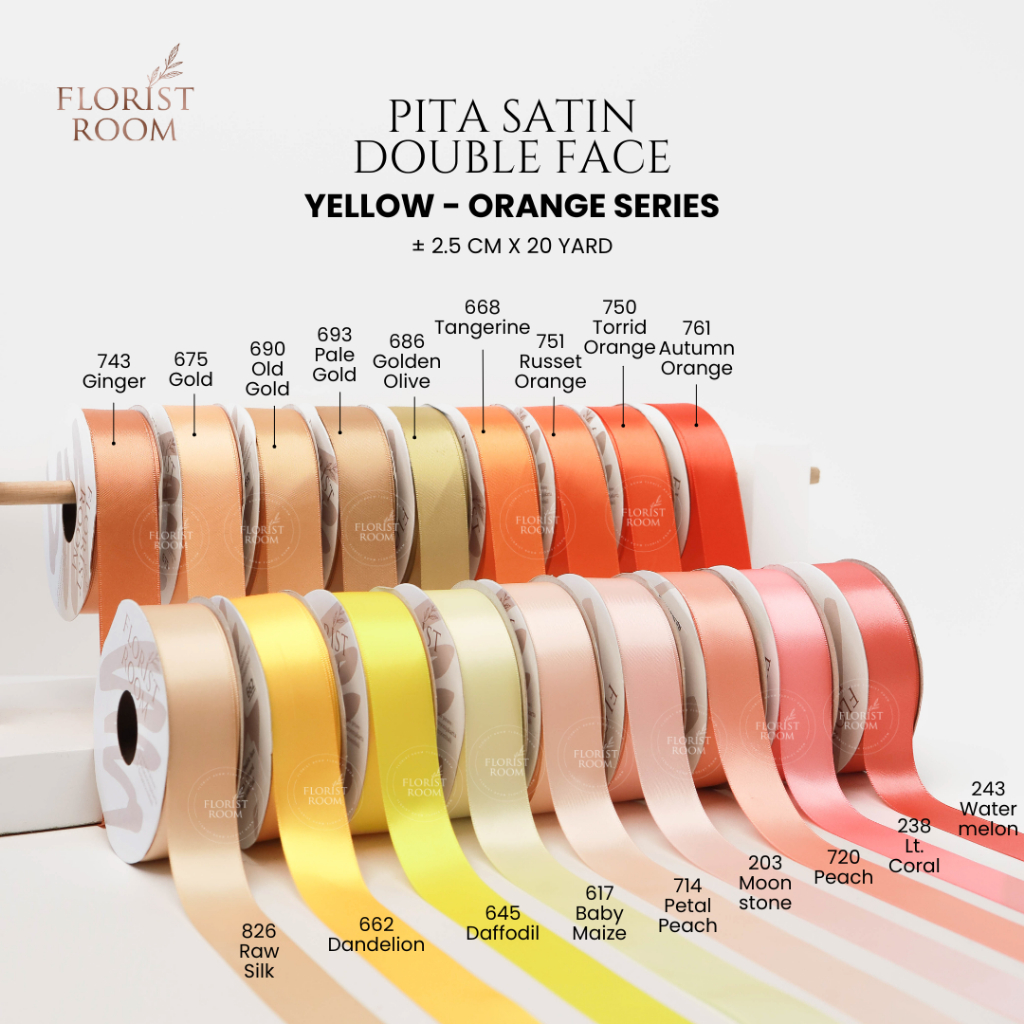 

Pita Satin Double Face ±2.5cm x 20yard Yellow Orange Series