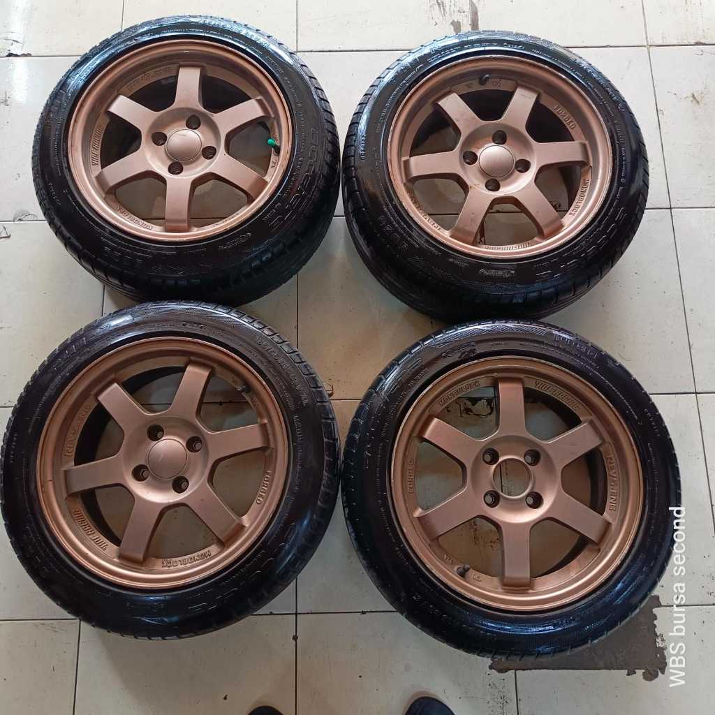 VELG MOBIL RACING SECOND/BEKAS TE37 R15X7 4X100 BRONZE +BAN ACC PHI 185 55