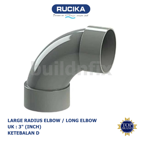 RUCIKA LONG ELBOW / LARGE RADIUS ELBOW PVC 3" (Inch) D