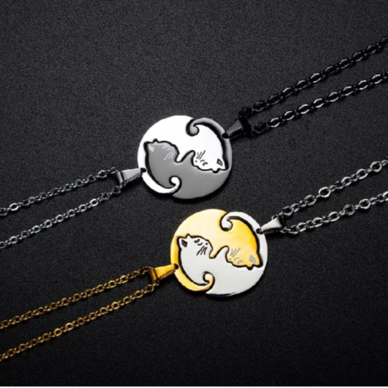OLEVS Kalung Titanium Couple Pria Wanita Anti Karat Romantis