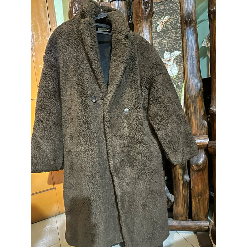 jaket long coat preloved tebal bulu d0mb@