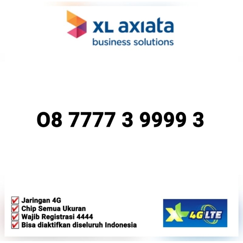 NOMOR XL CANTIK DOUBLE KWARTET NOMOR CANTIK XL KARTU XL CANTIK 7777x9999x 12 11 10 digit