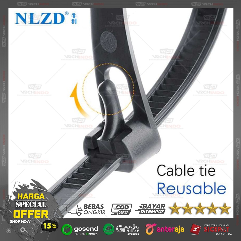 Ripet Kabel Tie Ties Zip Cable Rivet Organizer Reusable / Releasable 1 Pcs 