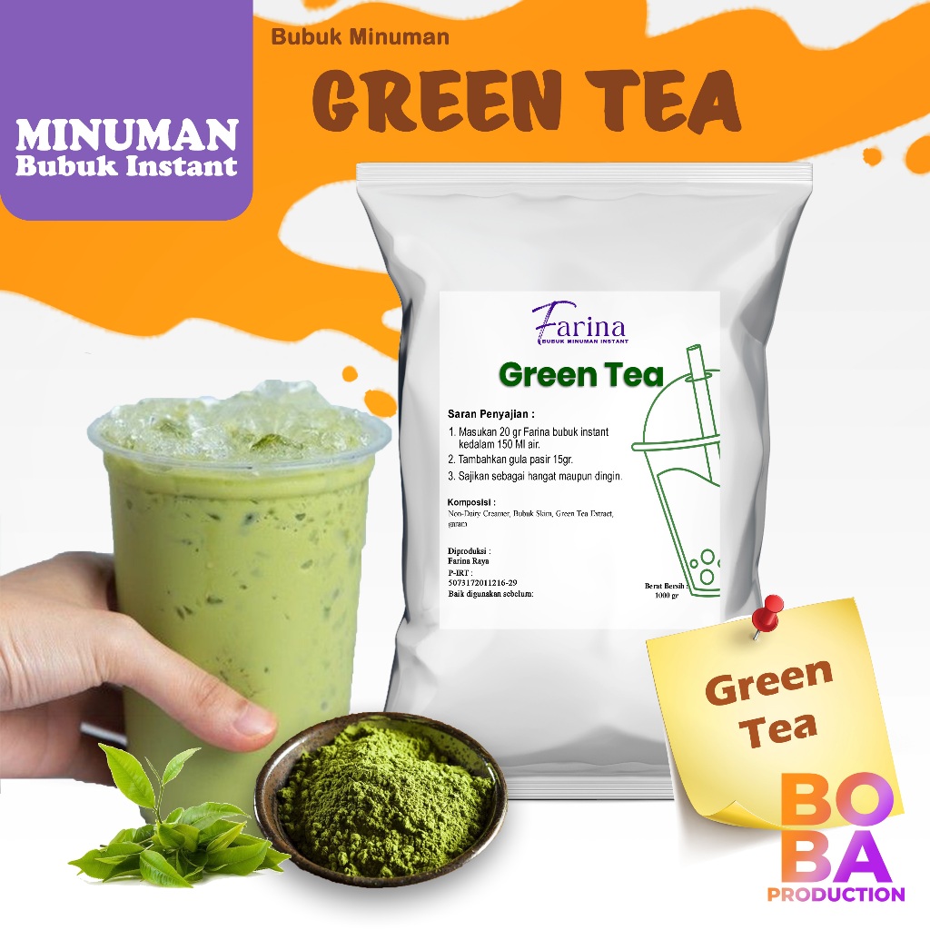 

Bubuk Minuman Green Tea 1kg - Green Tea Powder - BobaProduction