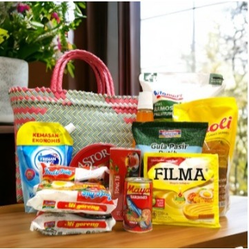 Tas lurik anyaman Tas keranjang anyaman Tas belanja Tas L BESAR