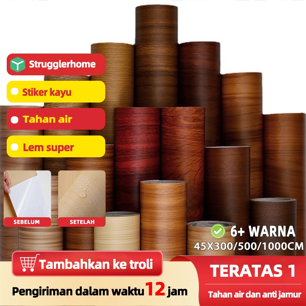 【strugglerhome】stiker meja kayu stiker lemari kayu wallpaper dinding kayu wallpaper lemari kayu