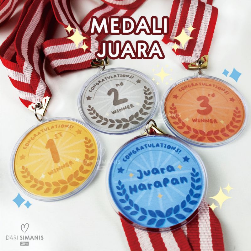 MEDALI JUARA LOMBA - medali juara satu dua tiga custom medali akrilik