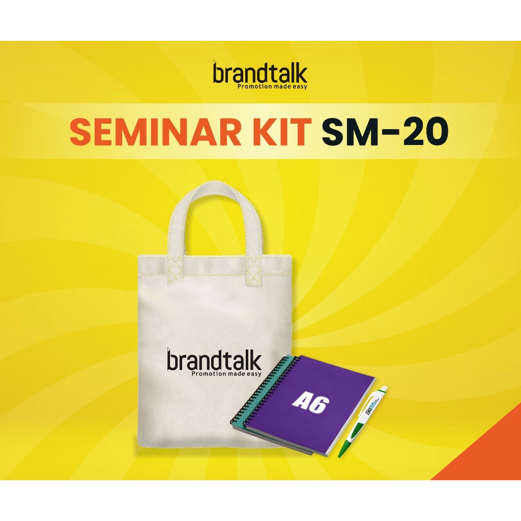 

Tas Canvas, Notebook Spiral A6, Pulpen Sablon - Paket Custom Seminar Kit Isi 3 - SM20