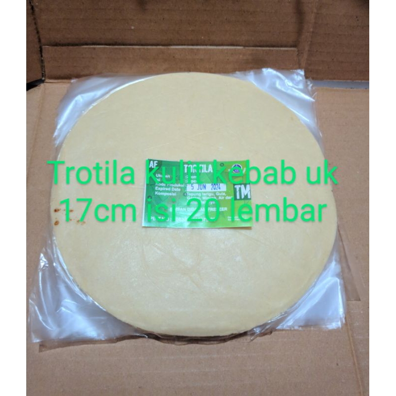 

Trotila kulit kebab ukuran 20cm 1 pack isi 20 lembar