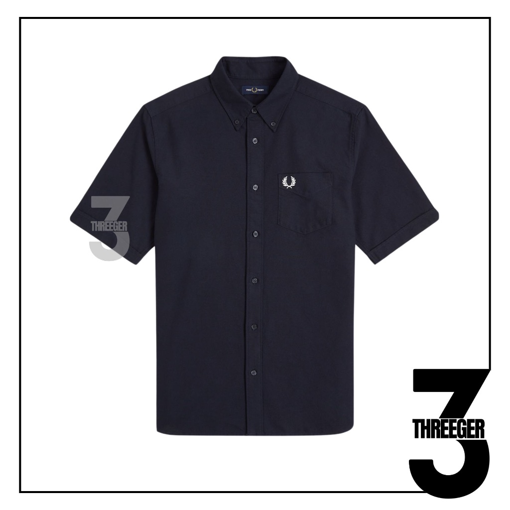 Fred Perry Oxford Short Sleeve Shirt Navy Original / Kemeja Fred Perry Original