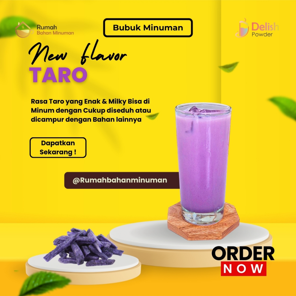 

Bubuk Minuman Kekinian Varian Rasa Taro Ubi Ungu Powder Drink Siap Seduh Usaha Minuman