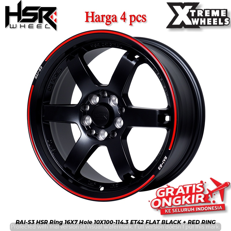 velg mobil model TE37 ring 16 HSR RAI S3 R16 Pcd 5x114,3/100 Xpander Ertiga Brv New Avanza Veloz