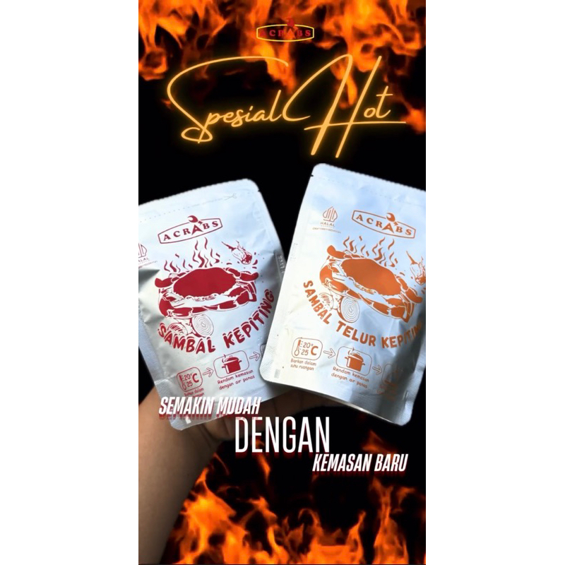 

Acrabs Sambal Kepiting 205gr (Kemasan Baru Retort Pack)