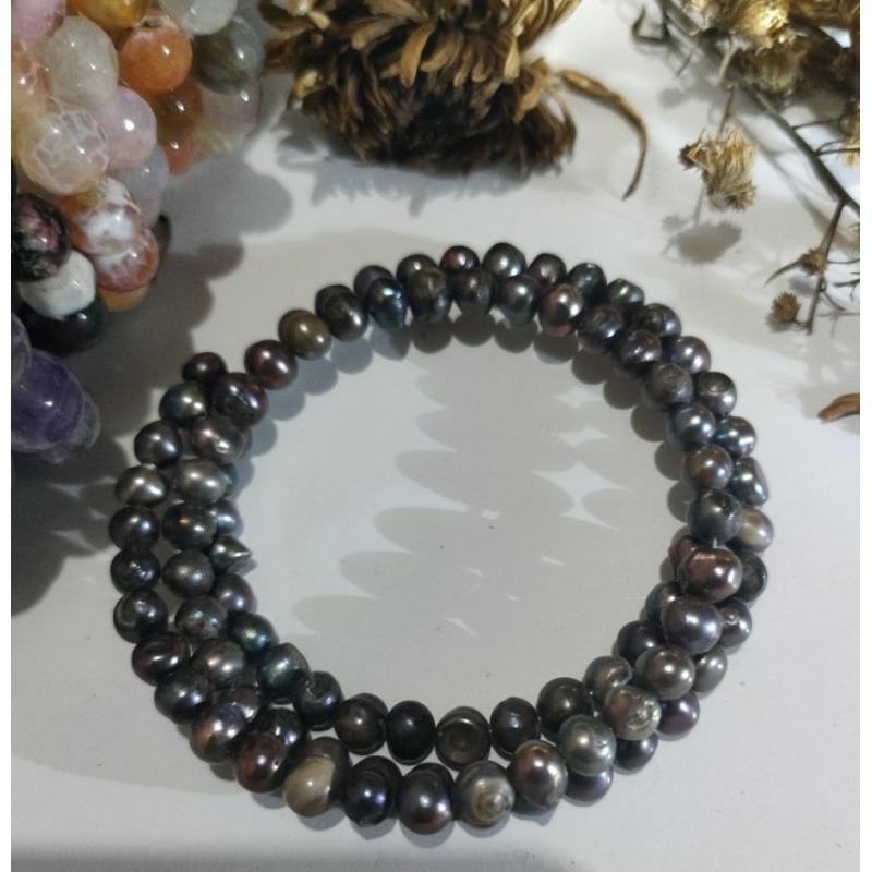 gelang mutiara air tawar hitam