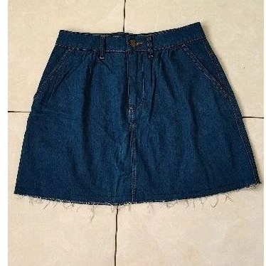 ZARA Authentic Denim by TRAFALUC Jeans Skirts with pocket n ripped bagian bawah rok original premium