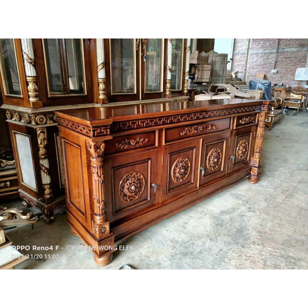 BUFET TV JATI MEBEL JEPARA | BUFET ? LEMARI BUFET UKIR MATAHARI KAYU JATI