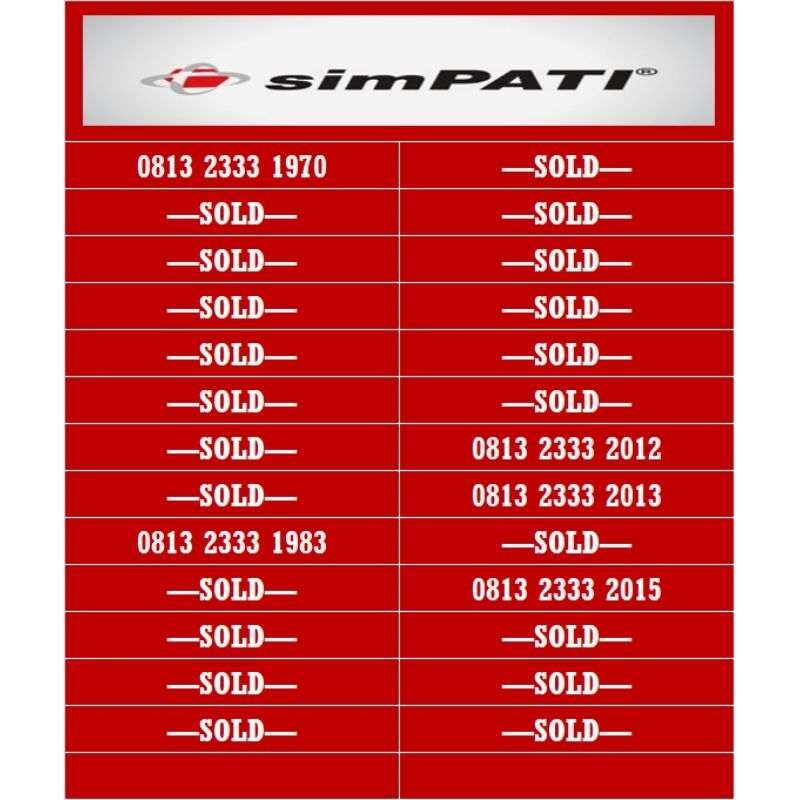 nomor, nomer, kartu, perdana cantik simpati telkomsel 4G tahun lahir 08** 2333 1970, 1983, 2012, 201