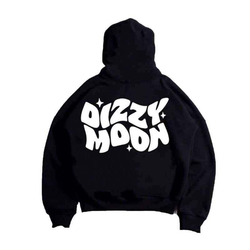 VIYASHOPP|HOODIE DIZZY MOON HITAM