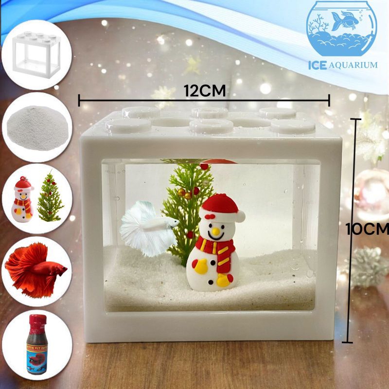 Akuarium Mini Cupang / Aquarium Kotak / Akuarium Bahan Plastik Akrilik / Ikan Cupang (F)