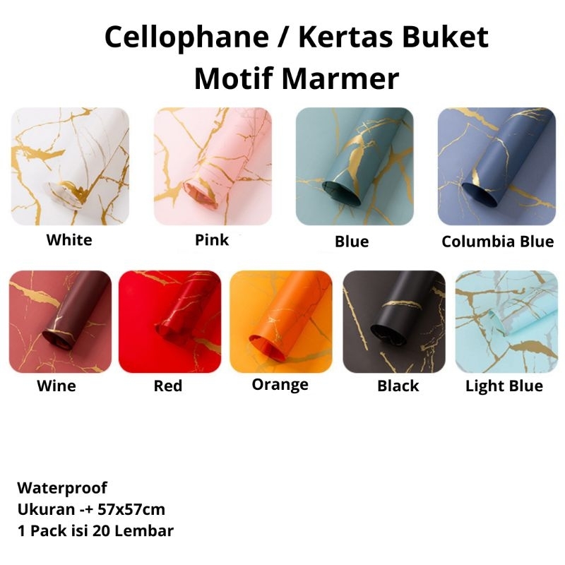 

Cellophane Marmer / Kertas Buket Motif 20 Lembar