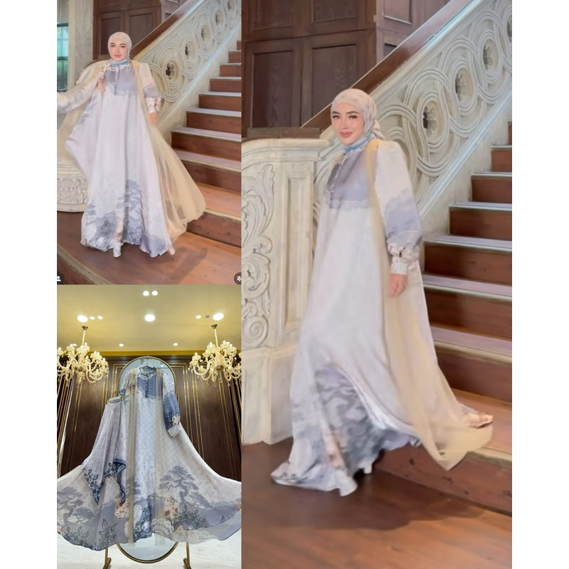 Dress printing shimmer Organza Mewah Shellasaukia 100% ORI by Shellasaukia