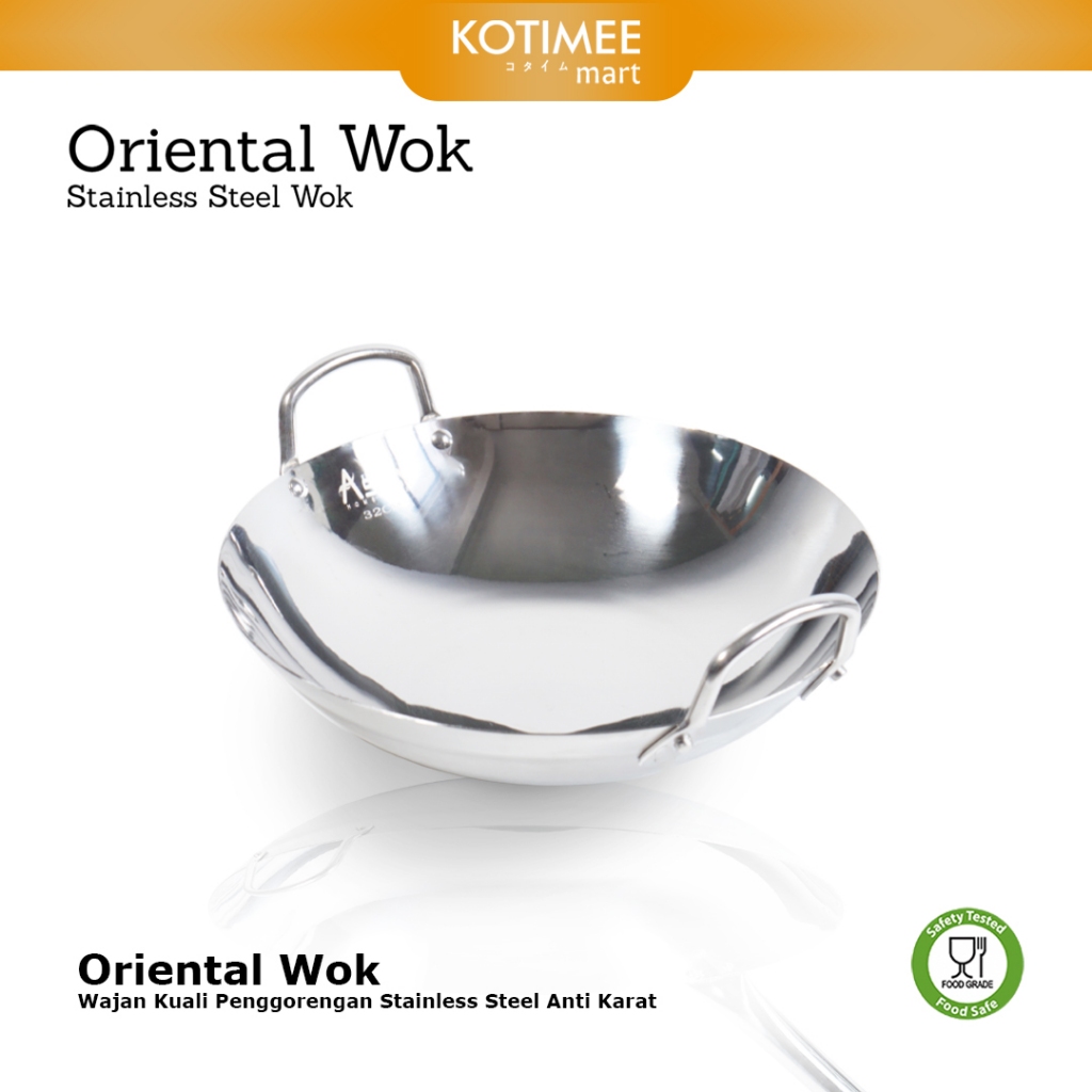 Wajan Penggorengan Stainless Steel - Kuali Tebal - Oriental Wok 50 cm - Asta Homeware