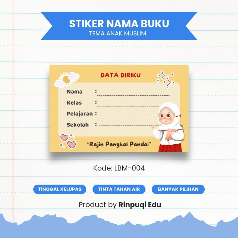 Stiker Nama Buku Anak Muslim