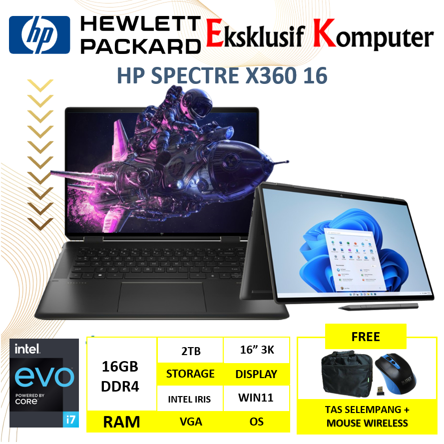 Laptop HP Spectre x360 16 Touch Intel EVO i7 12700H 16GB 2TB SSD 16" 3K Touch Windows 11 Home