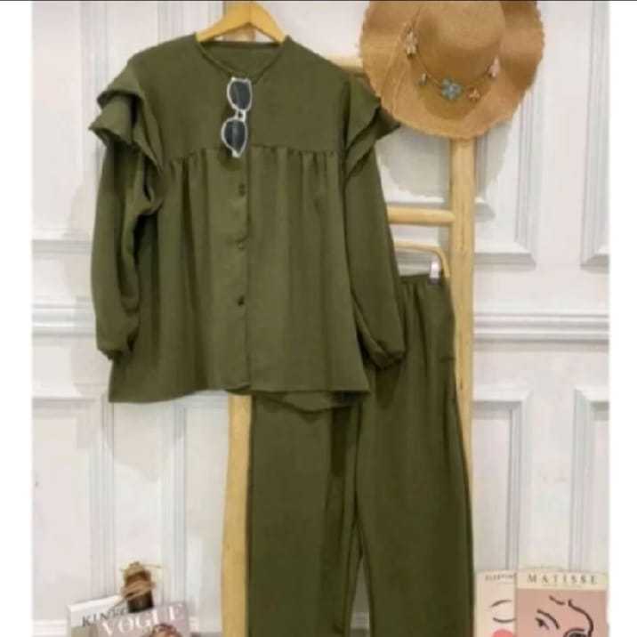 REVA SET BAJU SETELAN WANITA KEKINIAN BAHAN CRINKLE AIRFLOW
