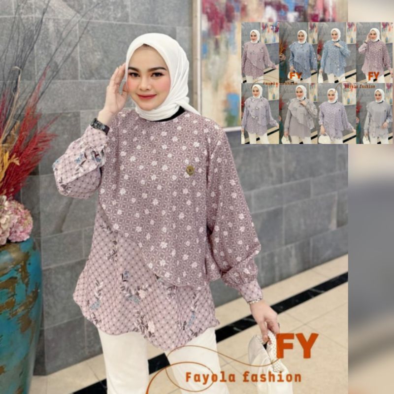 (n) FAYOLA ADEVA Baju Atasan Tunik Marbela Muslimah Adeva Tunik By Fayola Fashion. TZY Olshop