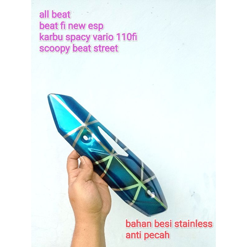 Tutup knalpot beat fi karbu beat new esp vario 110fi spacy bahan besi anti pecah warna blue xx