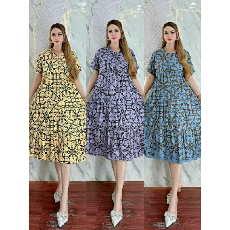 Daster susun lengan pendek, Daster susun batik, Daster batik