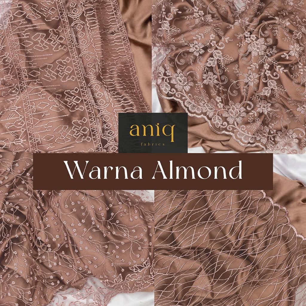 Kain Bridesmaid Paket Bahan Bridesmaid / Seragam Keluarga Pernikahan Brokat Satin - Warna Almond
