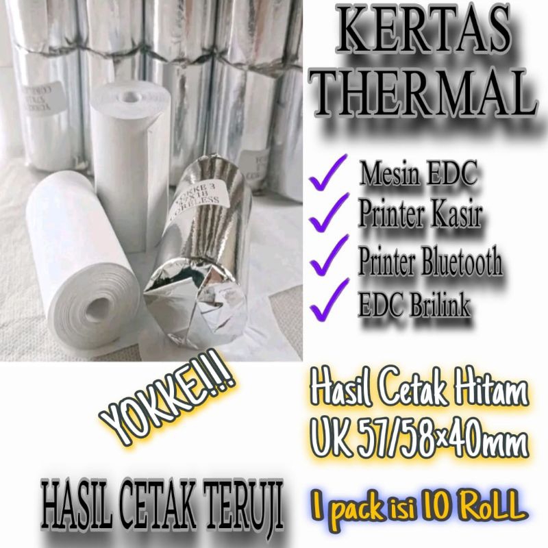 

Ay00! 10pcs kertas kasir thermal murah 58x40mm eds printer 58mm
