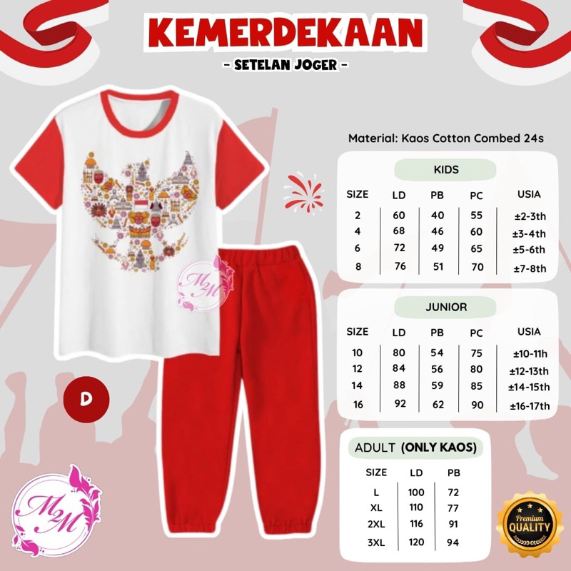 [[ New Arrival ]] Setelan Baju Agustusan Anak Laki Laki Usia 2- 16 tahun Setelan Kaos Merah Putih Le