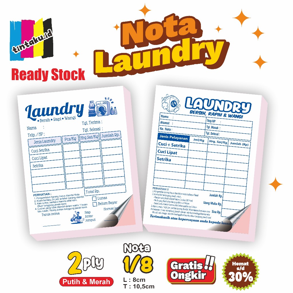 

nota laundry 2ply NCR 1/8 langsung kirim
