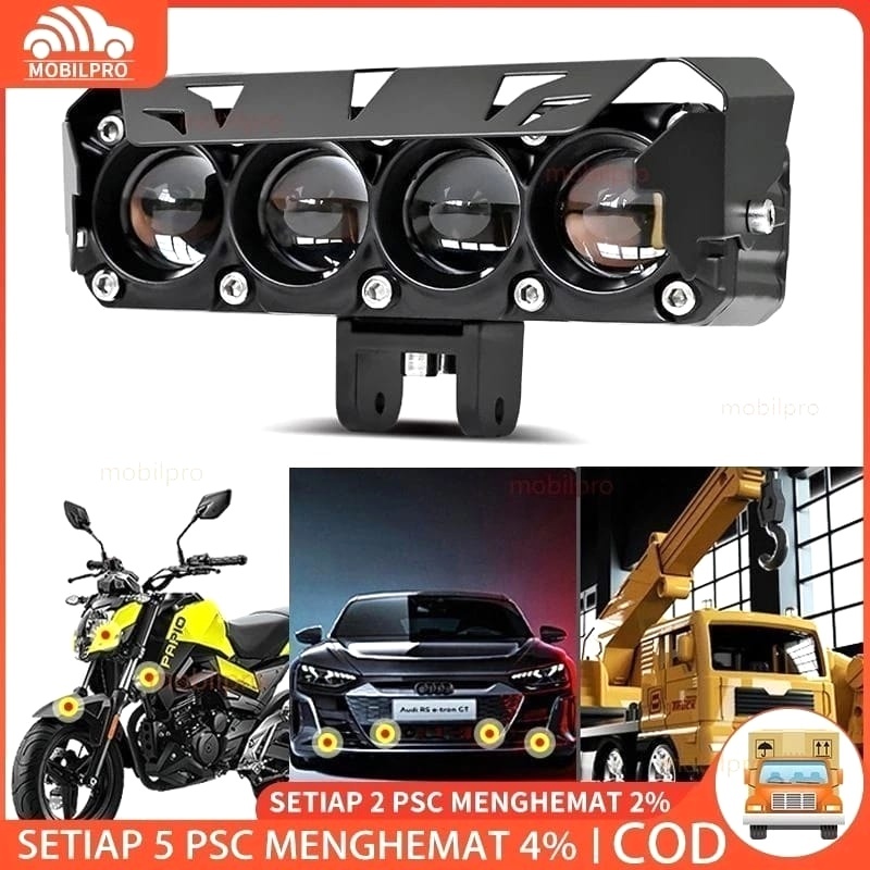 Lampu Tembak Sorot Mini 2 Mata 3 Mata & 4 Mata Lampu 2 Warna Putih Kuning SQL Universal Motor Dan Mo