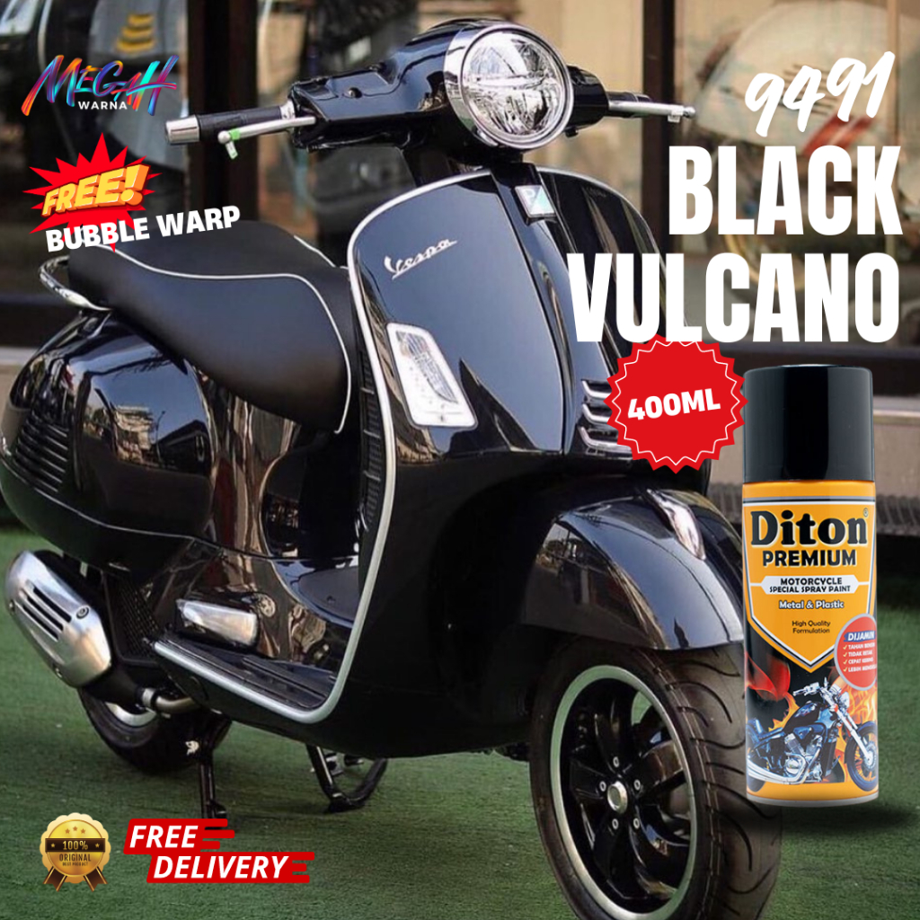 Cat Semprot Diton Premium 400cc Pylox Pilok Cat Semprot Warna Vespa Matic (Hitam Vespa Black Vulcano