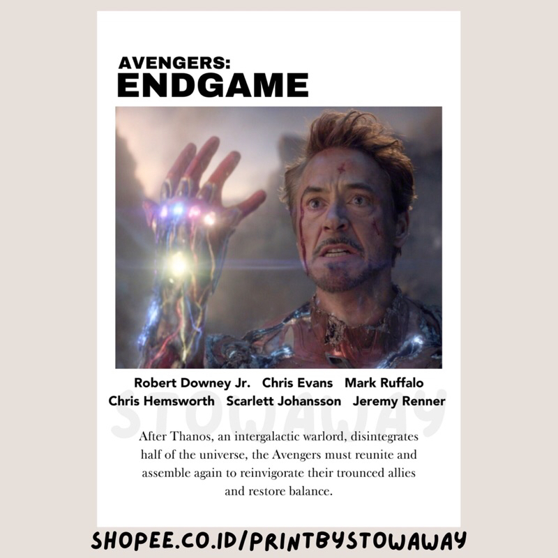 Poster Film Minimalis Avengers: Endgame (A5)
