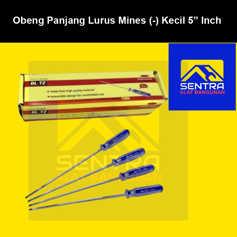 Obeng RADIO / Obeng TV / Obeng Panjang Lurus Mines (-) Kecil 5” Inch