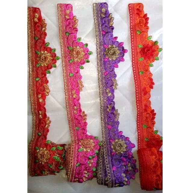 bordiran renda roll motif bunga timbul
