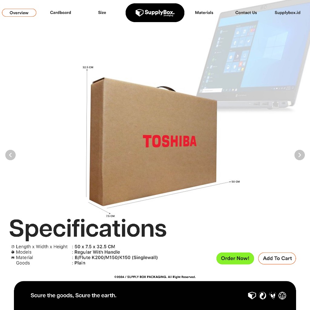 

LAPTOP HANDLE TOSHIBA 50 x 7.5 x 32.5 CM | Dus Laptop | Box Laptop