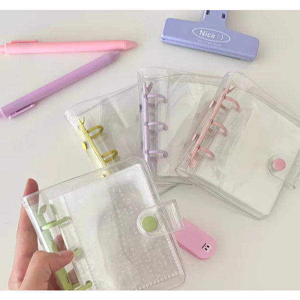 

SALE LC A8 Clear Macaron Mini Binder Ring 3 Notebook Transparan Binder Mini ( Case + 3 sleeve only) tidak termasuk kertas