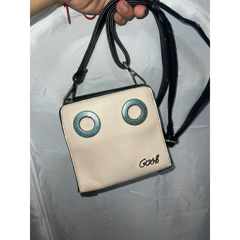 Gosh mini sling and waist bag putih mix biru blink blink