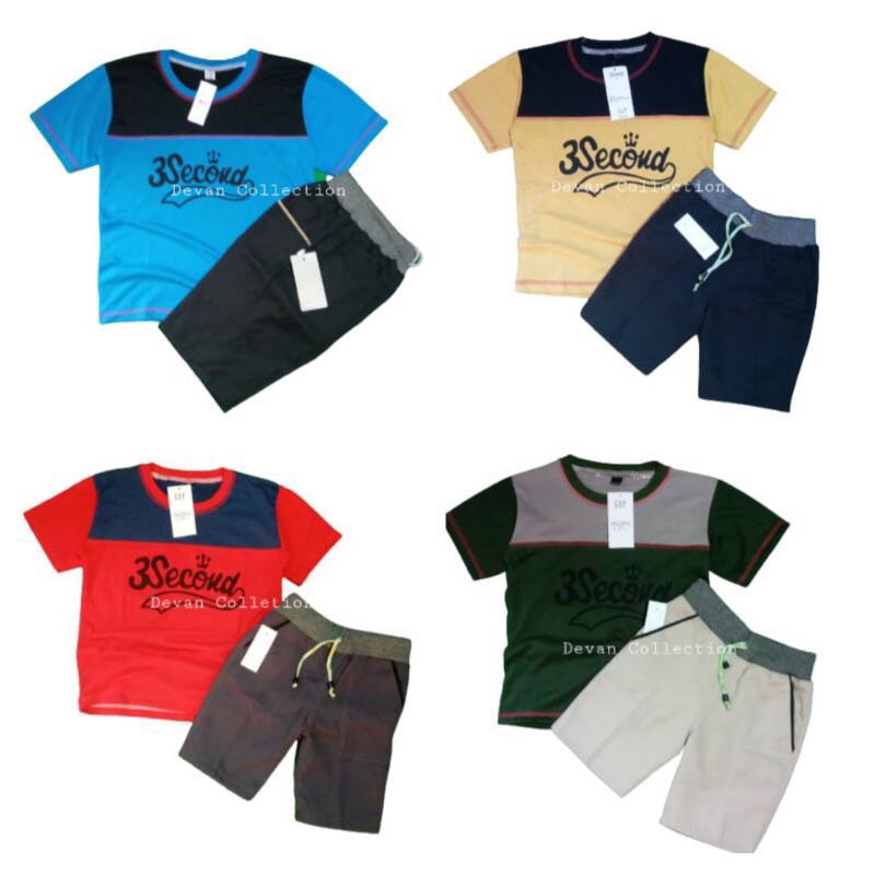Paket 100ribu Dapat Setelan Anak 5 Kaos + 5 Celana pendek Polos Chinos