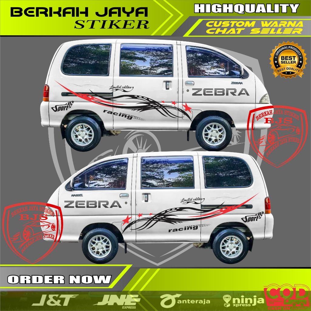 Stiker Mobil Body Samping Cutting Stiker Variasi Mobil Zebra Espass