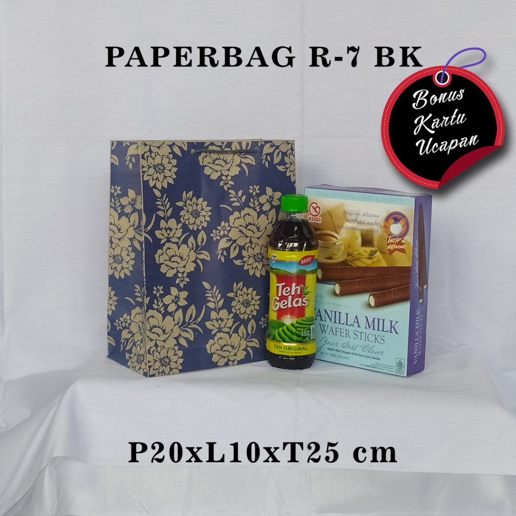 

PAPERBAG BONUS KARTU UCAPAN UKURAN R-7 BK (P20 X L10 X T25 CM) WARNA MOTIF 1 WARNA