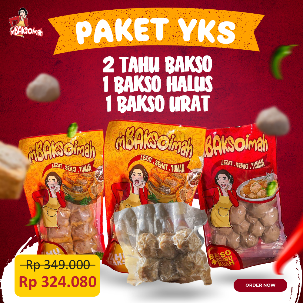 

mBAKSOimah Paket YKS (2 pack tahu bakso, 1 pack bakso halus, dan 1 pack 1 bakso urat)