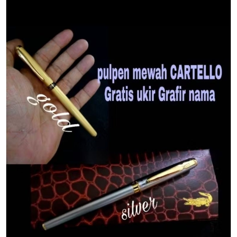 

New Produk Bulpoint Mewah Cartelo Crocodile Free Grafir Nama/Logo + Box Cartelo