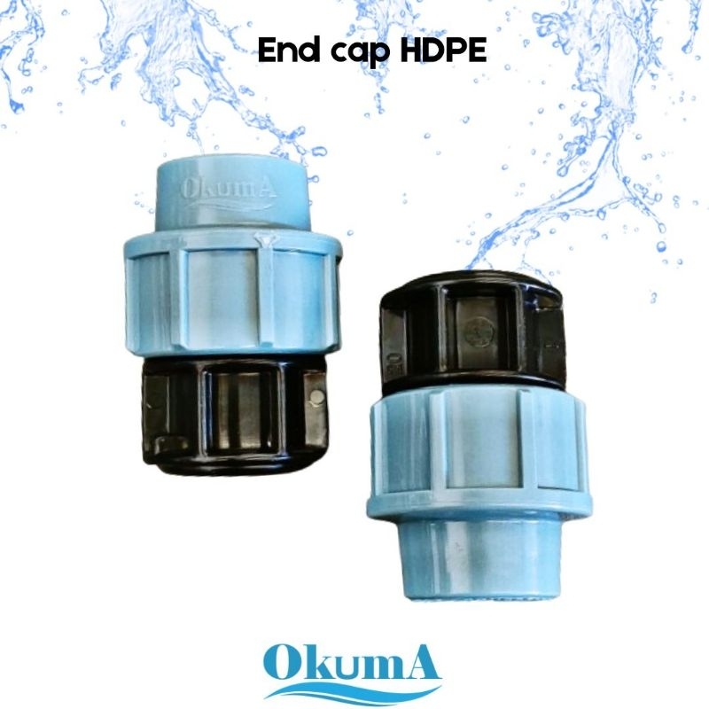 end cap HDPE Okuma 1/2inc fitting HDPE Compression joint 20mm end cap